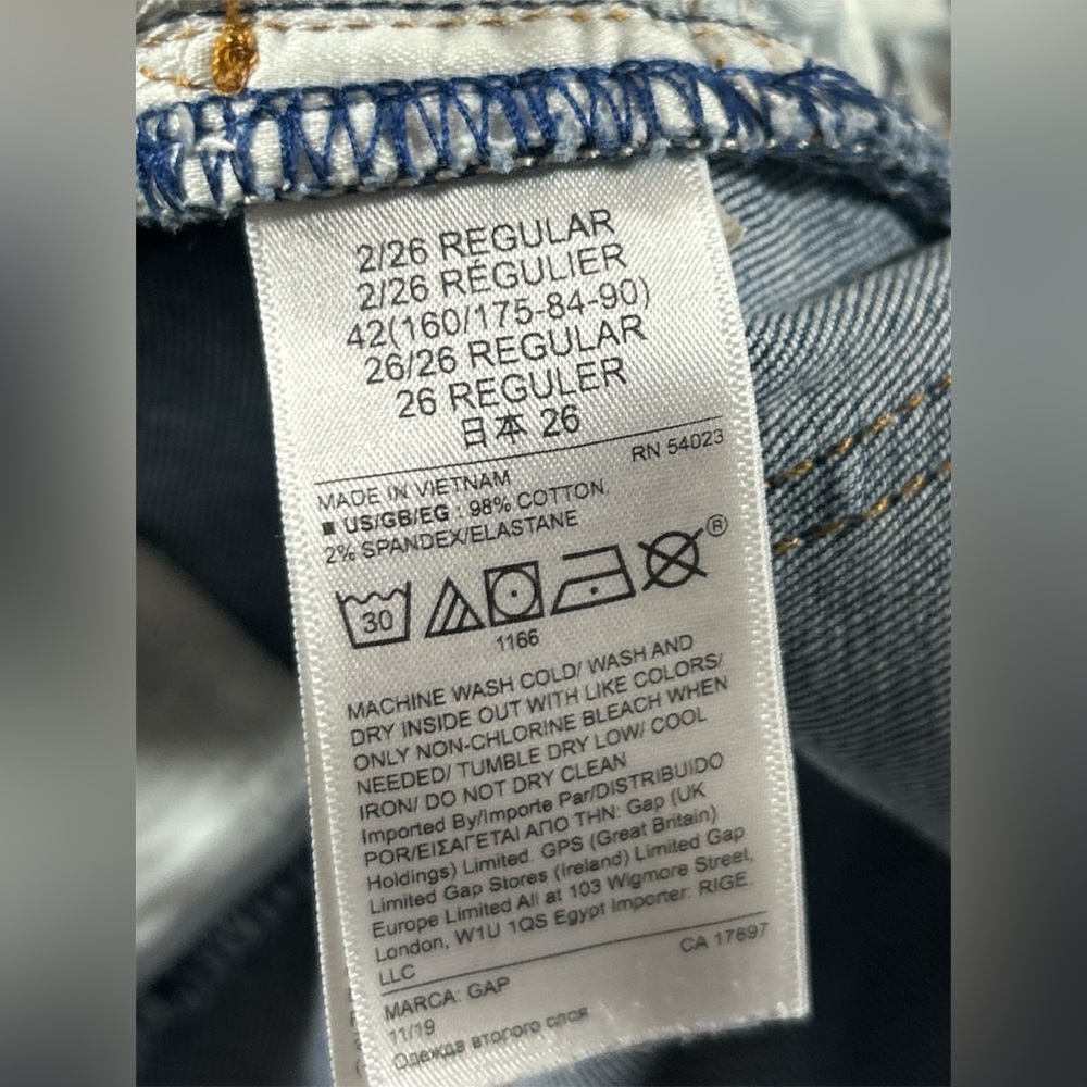 Gap Denim Mid Rise Straight Leg Jeans 2 /26 Regular Blue Wash Essential Classic - Picture 9 of 11